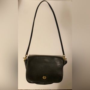 Coach Vintage Penny Pocket Black Leather Crossbody Shoulder Handbag Purse